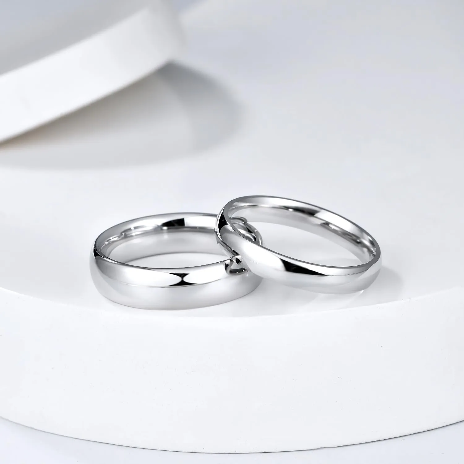 4mm 6mm Stainless Steel Rings Women Men High Polish Plain Dome Silver/Gold Wedding Band Comfort Fit