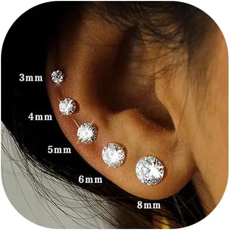 5 Pairs 14K Gold Plated Stud Earrings for Women, Hypoallergenic Cartilage Earring Sets for Multiple Piercing, Premium Cubic Zirconia Studs Earrings for Men