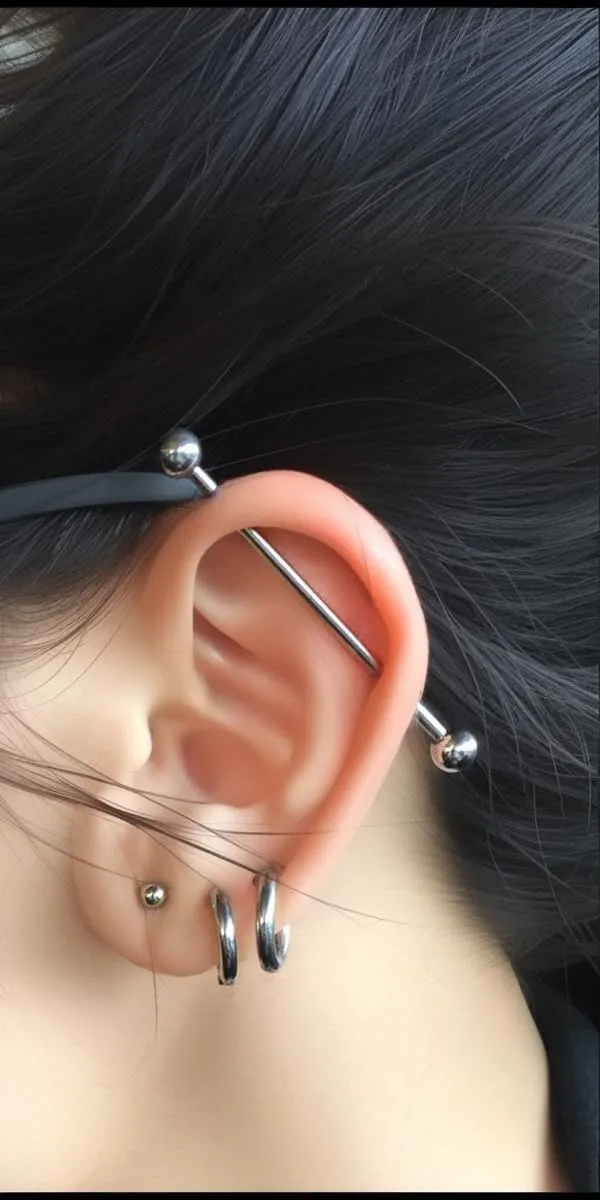 5/10Pcs Mix Sizes Industrial Barbell Cartilage Earring Tongue Helix Nipple Barbell Surgical Steel Body Piercing Jewelry Retainer for Women Men Straight Bar Length