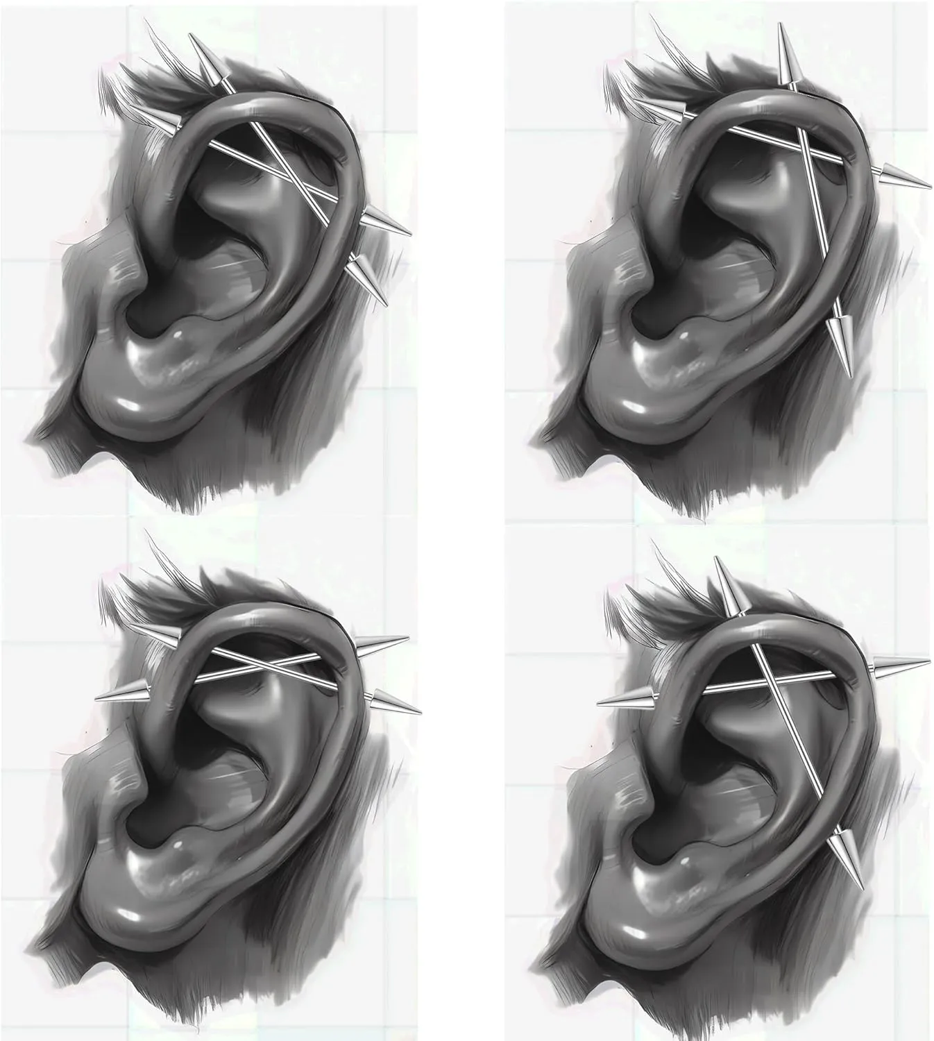 5/10Pcs Mix Sizes Industrial Barbell Cartilage Earring Tongue Helix Nipple Barbell Surgical Steel Body Piercing Jewelry Retainer for Women Men Straight Bar Length
