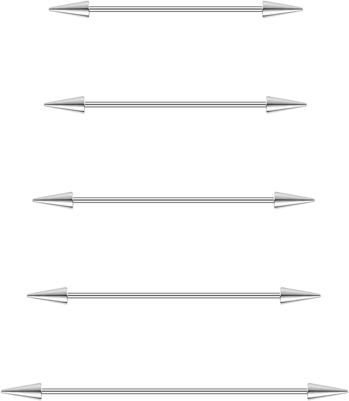 5/10Pcs Mix Sizes Industrial Barbell Cartilage Earring Tongue Helix Nipple Barbell Surgical Steel Body Piercing Jewelry Retainer for Women Men Straight Bar Length