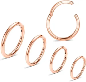 5PCS Nose Rings Hoop Surgical Steel 16G 18G 20G Tragus Helix Conch Hoop Earrings 6/7/8/9/10mm