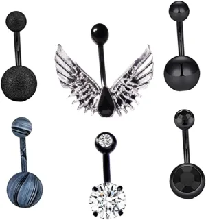 6pcs Belly Button Ring Navel Piercing Jewelry Dangle Conch Shape Titanium Belly Ring Set