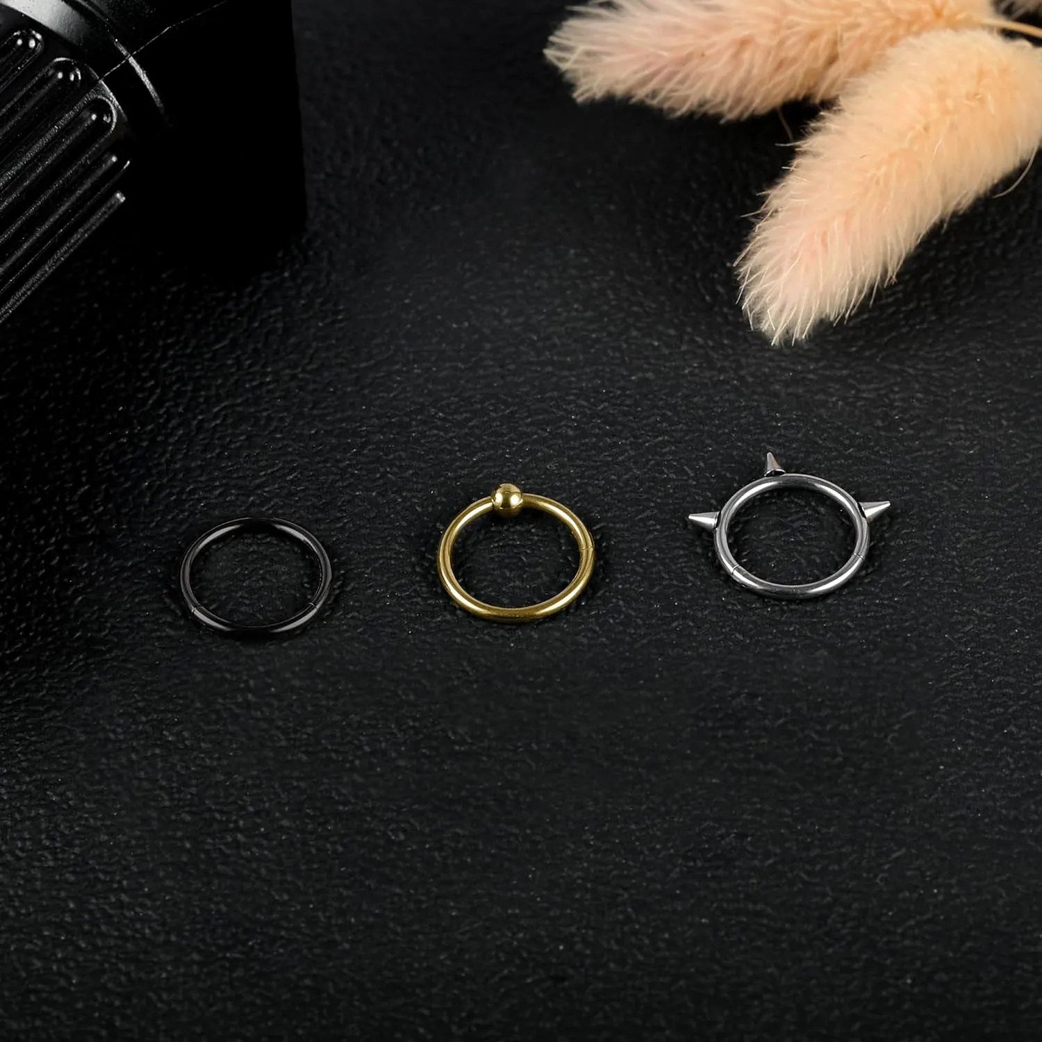 7PCS 16G Nose Rings Hoops Surgical Steel Hinged Clicker Segment Septum Nose Rings Piercing Horseshoe Hoop Cartilage Conch Earring Helix Tragus Daith Eyebrow Lip Piercing Ring, 8MM 10MM