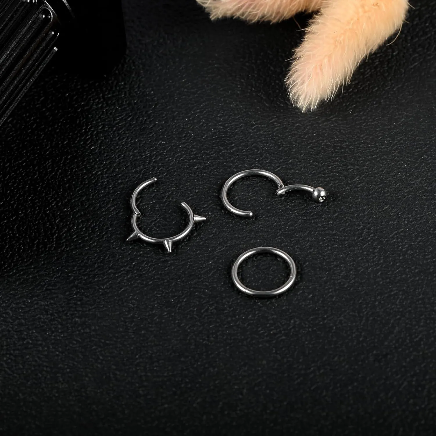 7PCS 16G Nose Rings Hoops Surgical Steel Hinged Clicker Segment Septum Nose Rings Piercing Horseshoe Hoop Cartilage Conch Earring Helix Tragus Daith Eyebrow Lip Piercing Ring, 8MM 10MM