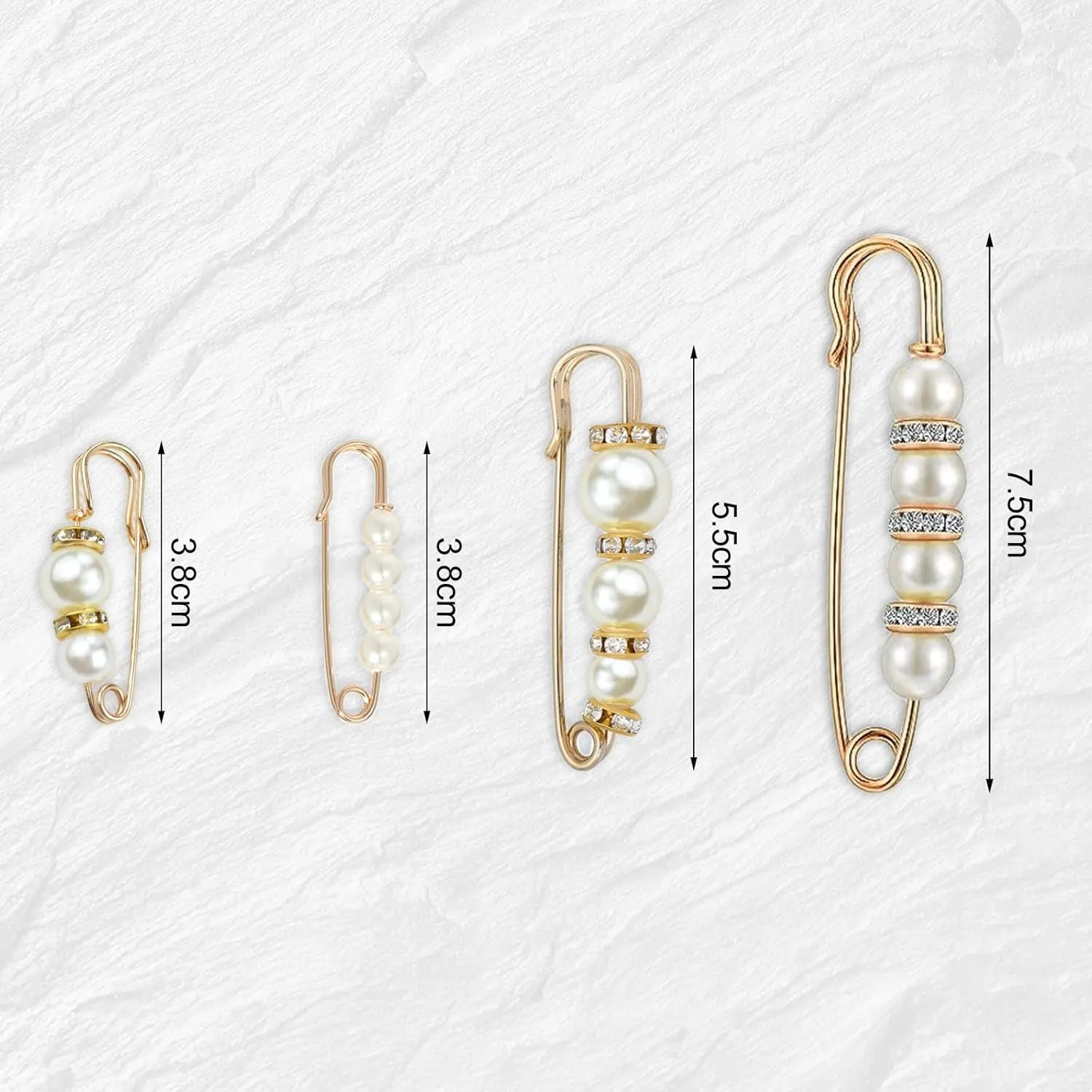 8 Pcs Pearl Brooch Pins,Safety Pins for Clothing Dress Pants Skirt Cardigan CollarFaux Pearl Rhinestones Brooches for Women Girls Pants Extender Safety Pins (Set-A)