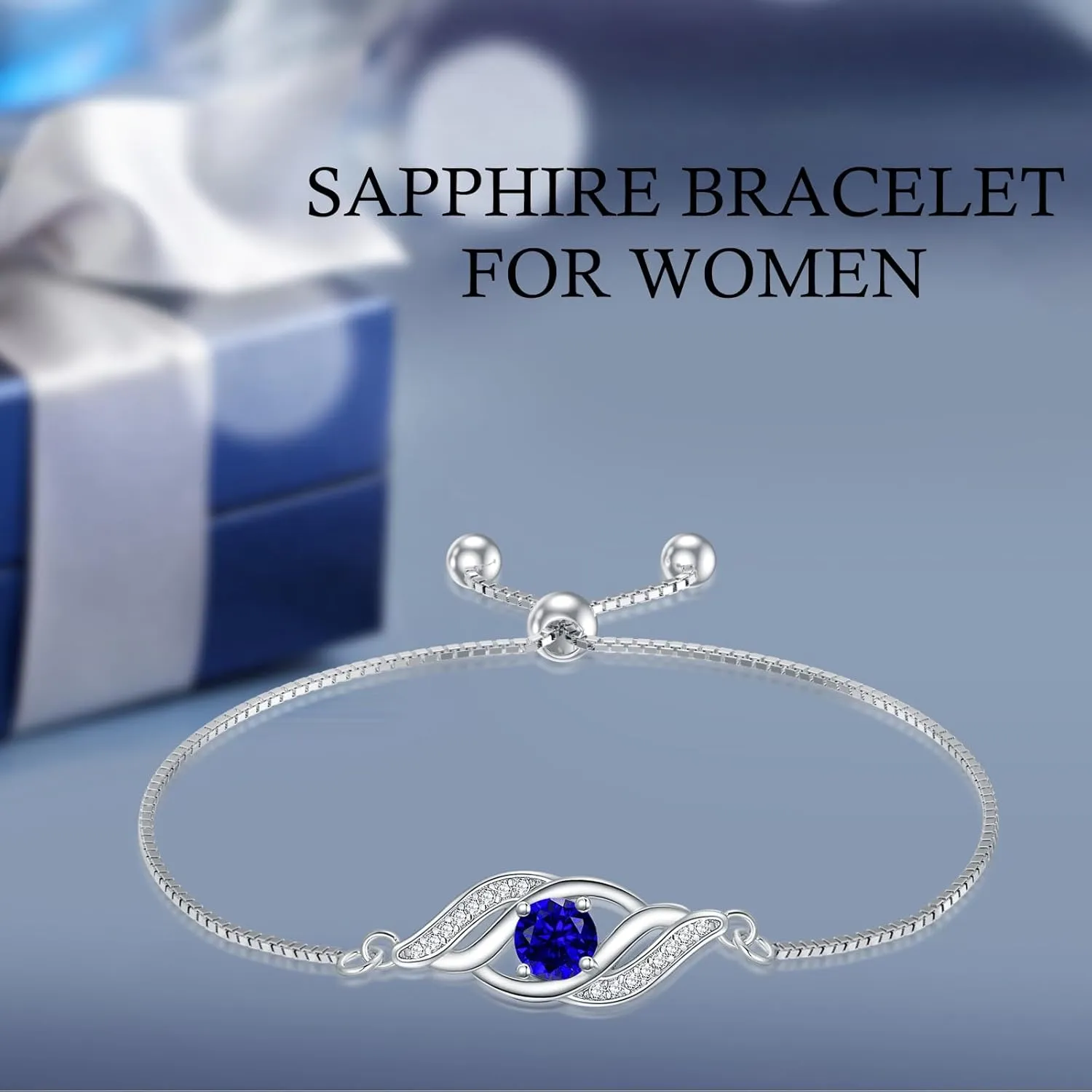 925 Sterling Silver Birthstone Bracelet for Women Dainty Infinity Bracelet Fine Jewelry Birthday Mothers Day Gifts for Her Mom