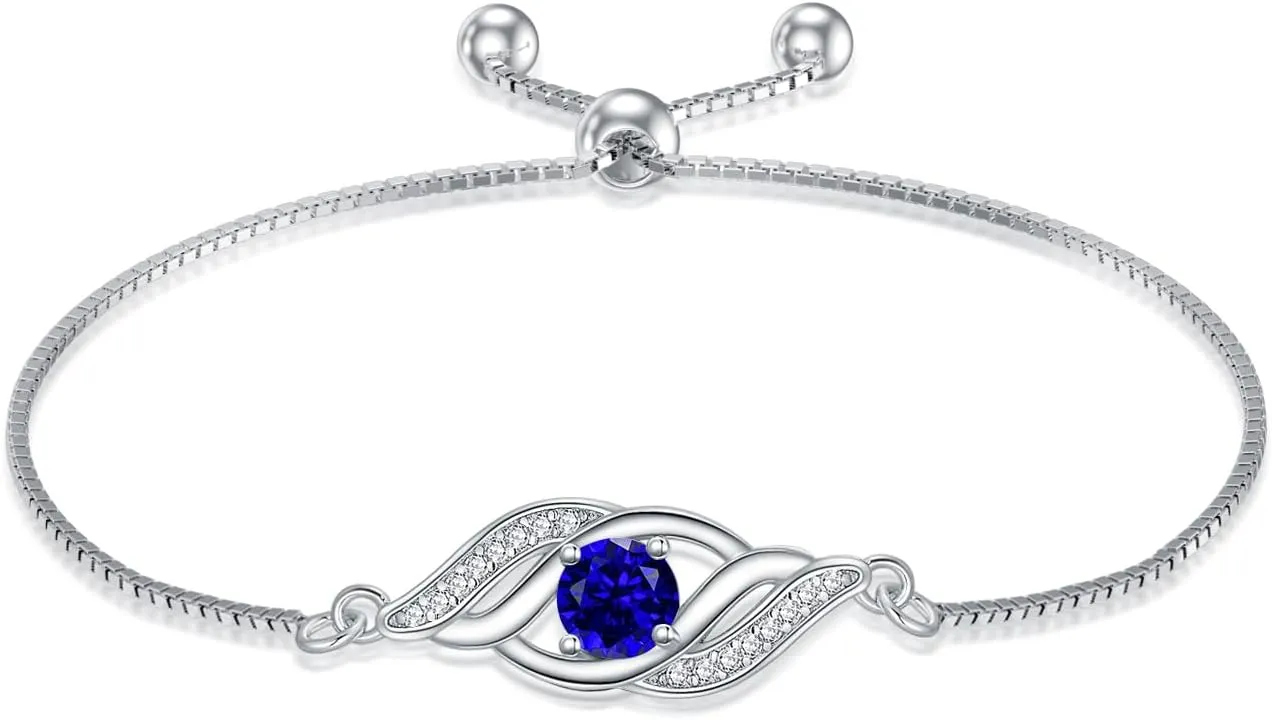 925 Sterling Silver Birthstone Bracelet for Women Dainty Infinity Bracelet Fine Jewelry Birthday Mothers Day Gifts for Her Mom