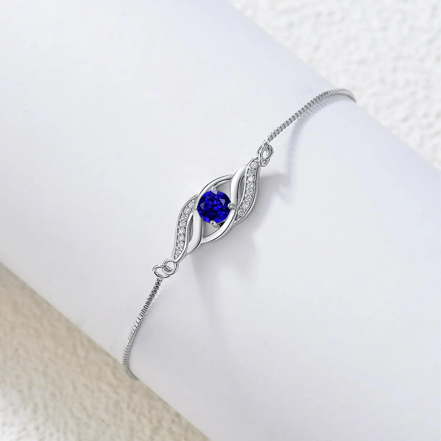 925 Sterling Silver Birthstone Bracelet for Women Dainty Infinity Bracelet Fine Jewelry Birthday Mothers Day Gifts for Her Mom