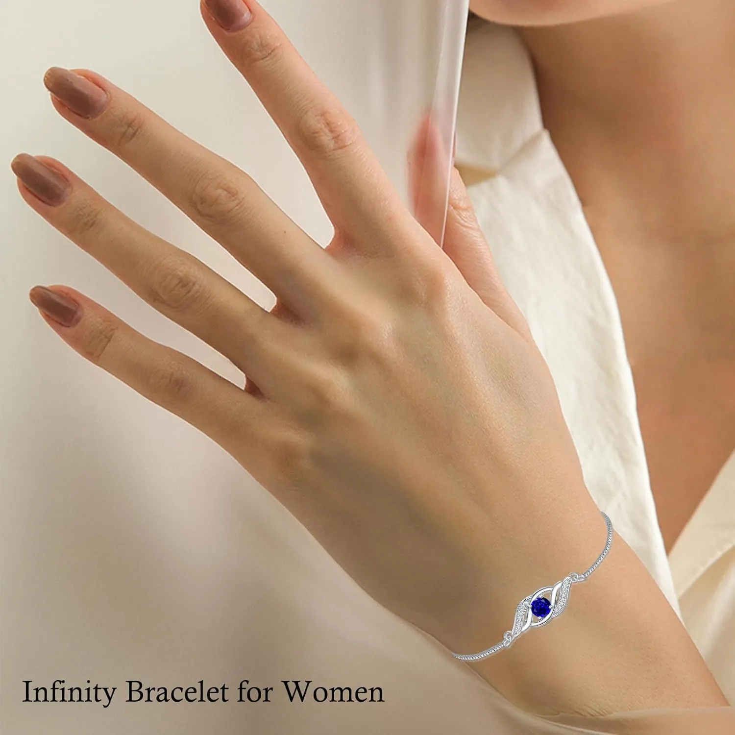 925 Sterling Silver Birthstone Bracelet for Women Dainty Infinity Bracelet Fine Jewelry Birthday Mothers Day Gifts for Her Mom