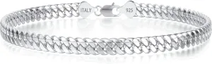 925 Sterling Silver Cuban Link Chain Bracelet 3mm 5mm 8mm Silver Bracelet for Men Women 6.5-9 Inches