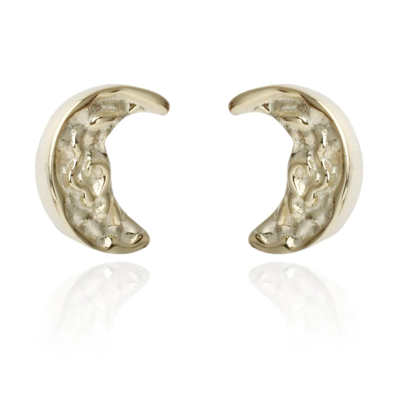925 Sterling Silver Hammered Crescent Moon Boho Earrings Studs for Women