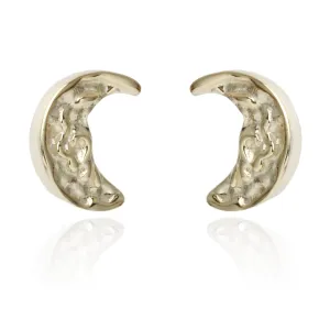 925 Sterling Silver Hammered Crescent Moon Boho Earrings Studs for Women