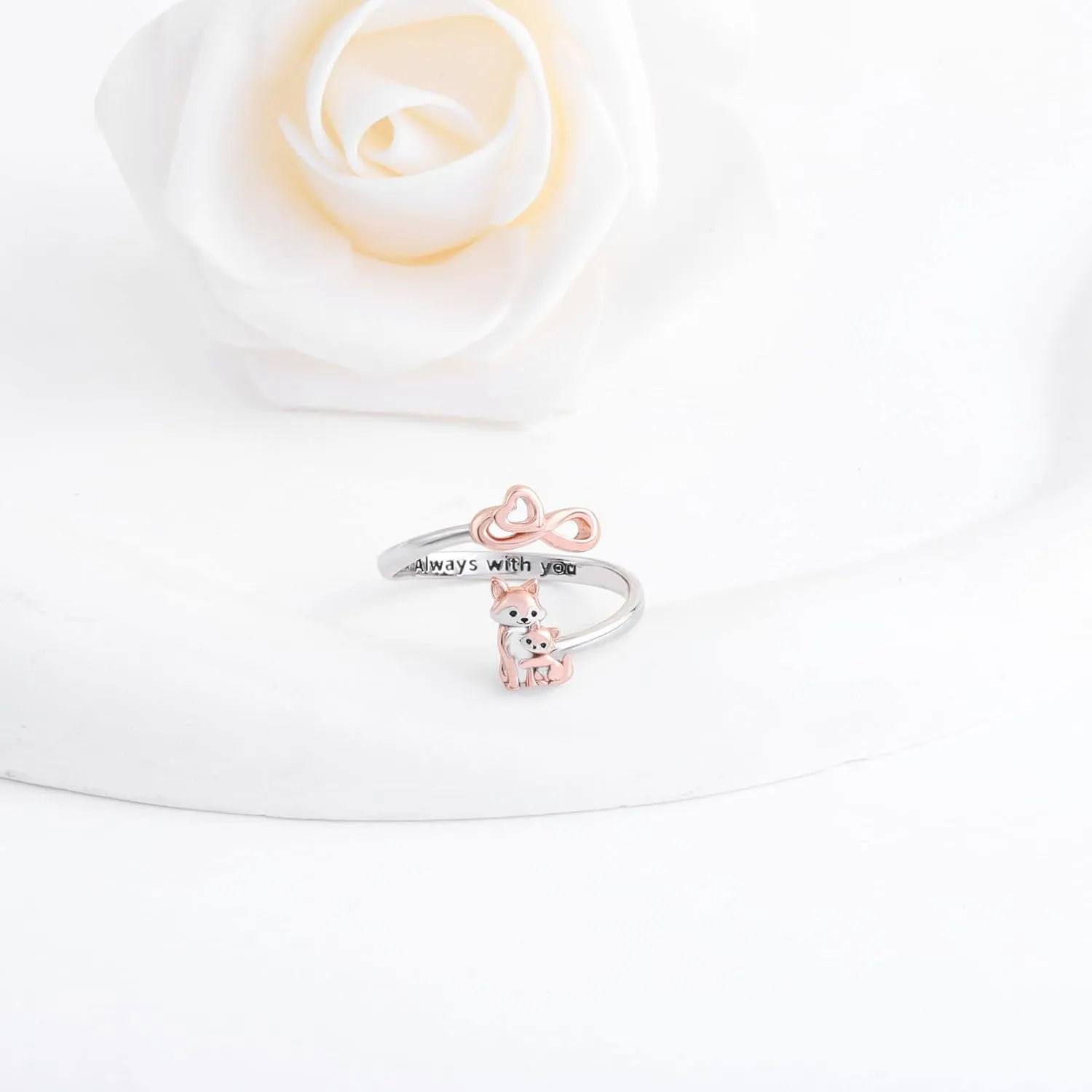 925 Sterling Silver Highland Cow Ring for Women Dainty Koala Sloth Otter Fox Elephant Highland Cow Mother-daughter Ring for MOM Birthday Mother's Day Jewelry Gift for Daughter Granddaughter