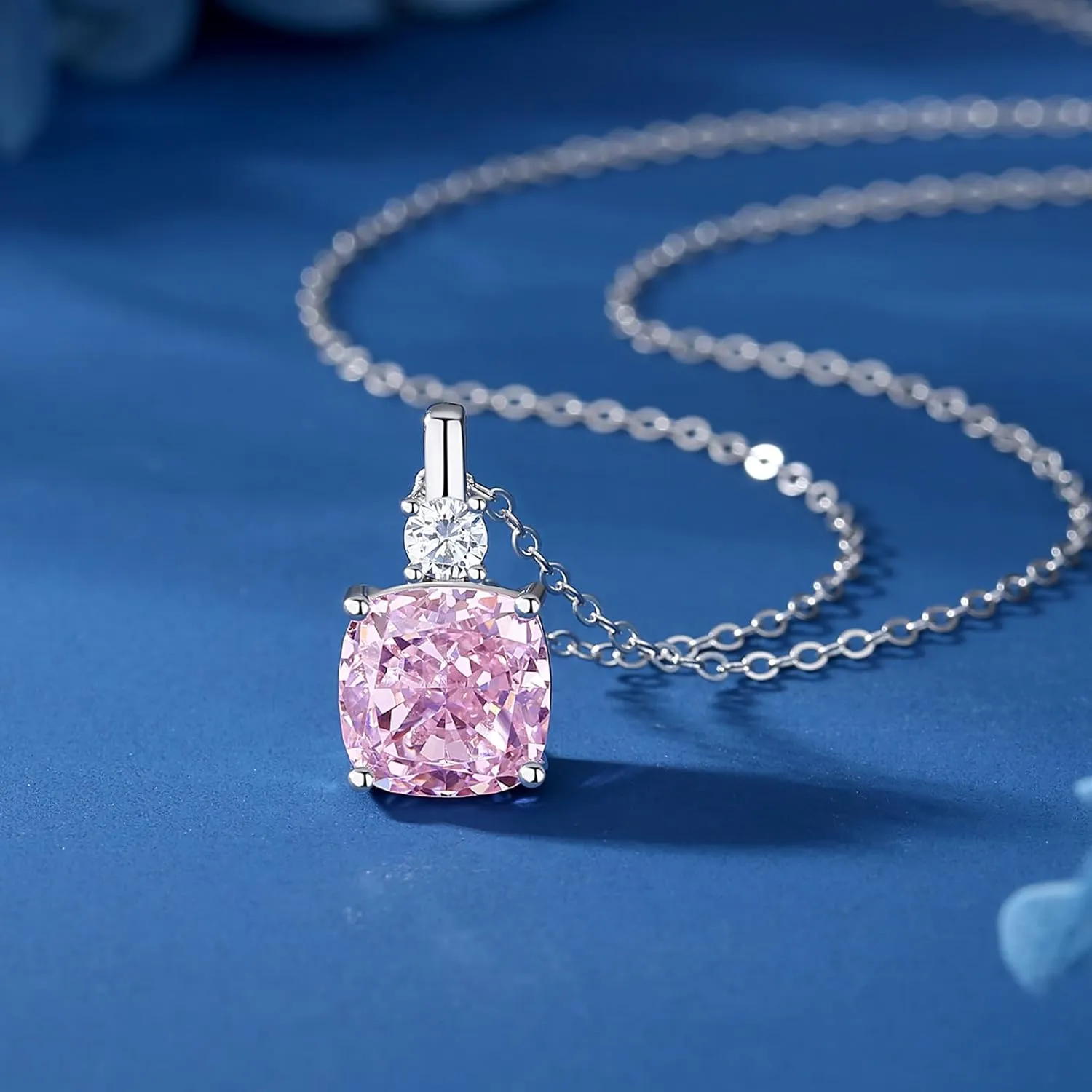 925 Sterling Silver Necklace for Women Round/Oval/Cushion/Radiant Cut Simulated-Diamond CZ Pendant Jewelry Gifts for Her