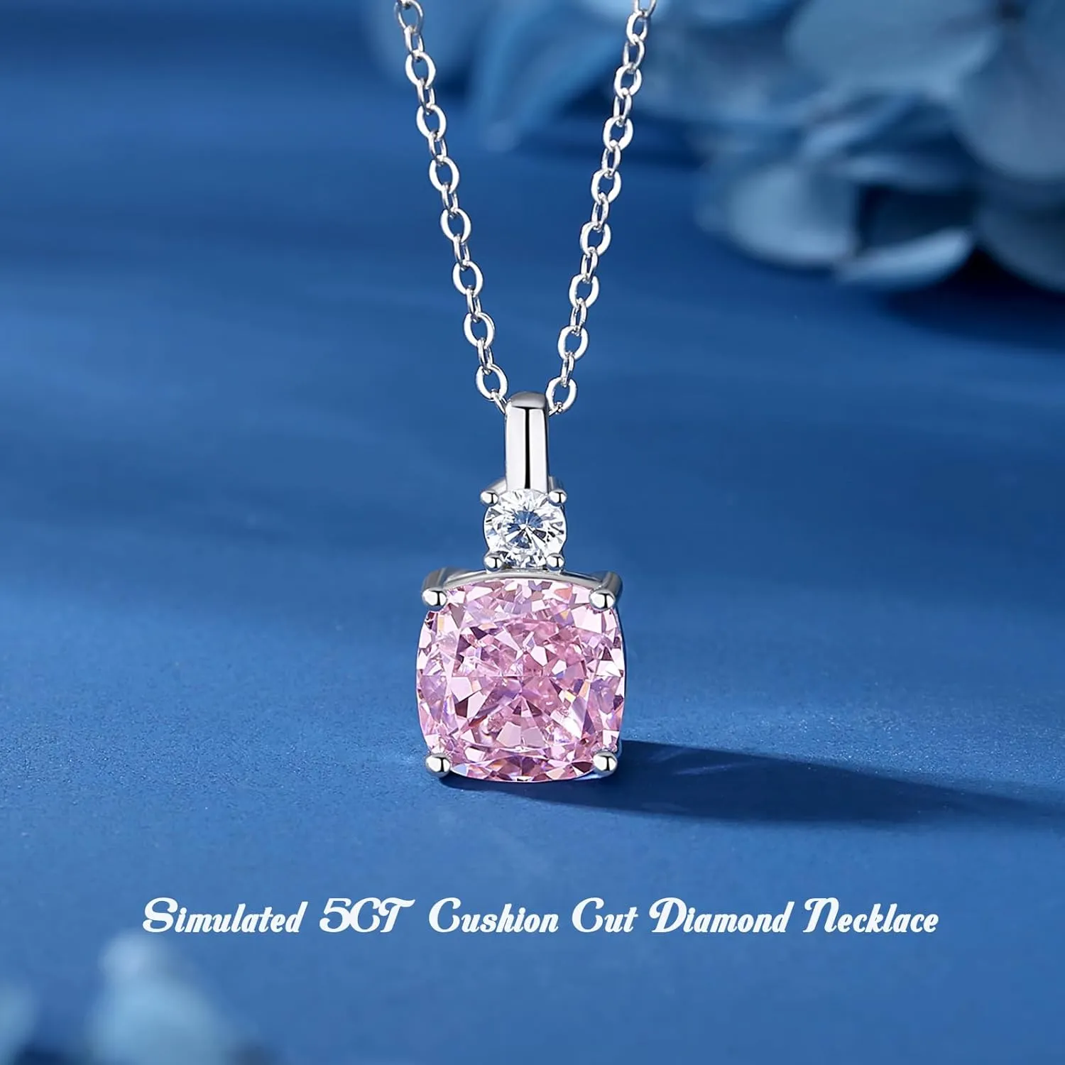 925 Sterling Silver Necklace for Women Round/Oval/Cushion/Radiant Cut Simulated-Diamond CZ Pendant Jewelry Gifts for Her
