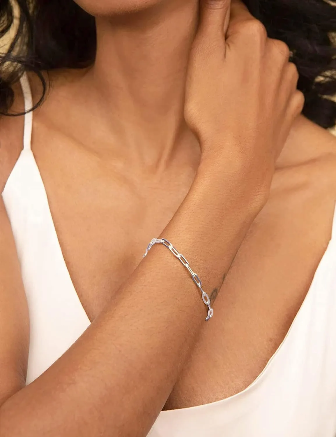 925 Sterling Silver Paperclip Chain Bracelet 3/4/5mm Silver Bracelet for Women Men Silver Bracelet 6.5-9 Inches