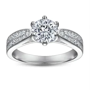 925 Sterling Silver Rings Engagement Ring Promise Rings for Girlfriend 4 Prong Round Shape Cubic Zirconia Womens Ring Trendy Size 5-10