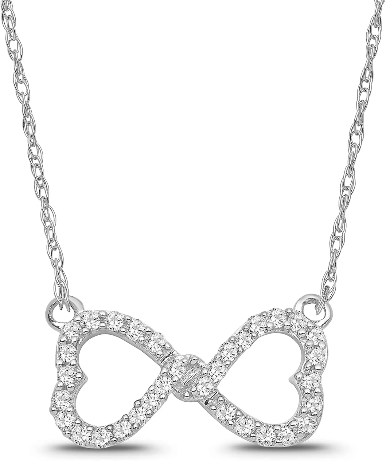 925 Sterling Silver Round-shape Diamond Infinity Heart Pendant Necklace (1/5 cttw, I-J Color, I2-I3 Clarity) 18"