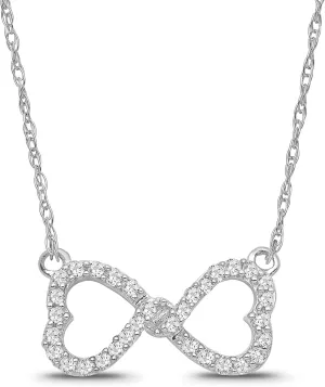 925 Sterling Silver Round-shape Diamond Infinity Heart Pendant Necklace (1/5 cttw, I-J Color, I2-I3 Clarity) 18"