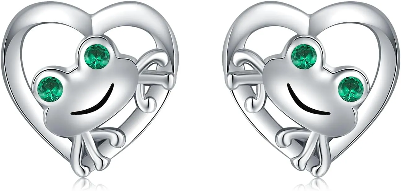 925 Sterling Silver Screw Back Animal Stud Earrings for Women Hypoallergenic Cute Heart Frog Sloth French Bulldog Cat Ear Studs for Sensitive Ears Adorable Animal Jewelry Gifts for Daughter