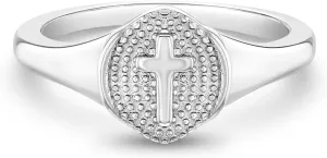 925 Sterling Silver Size 2-5 Classic Little Religious Signet Cross Rings for Children to Preteens - Beautiful Oval Shape Plain Cross Ring Band for Young Girls - Girl's Accessories for Daily Wear
