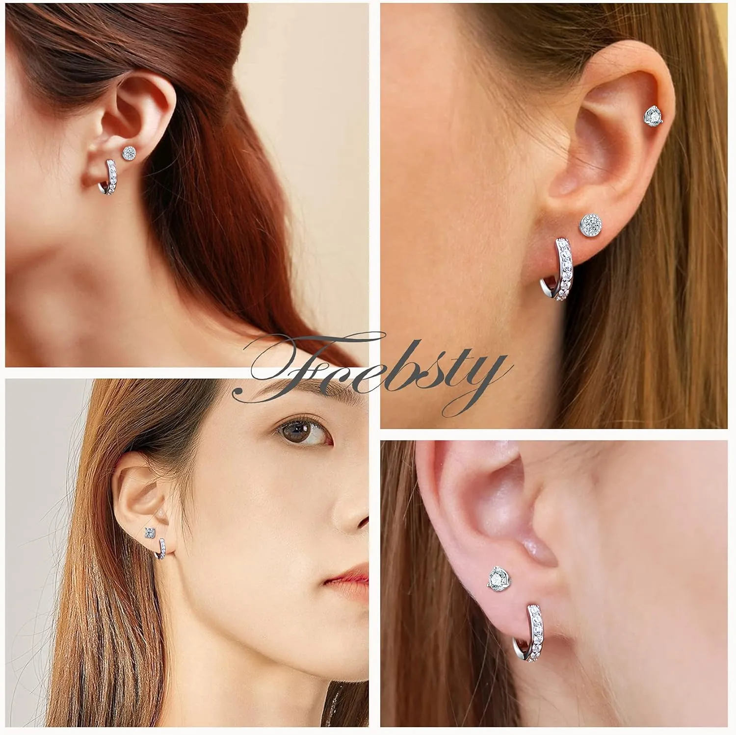 925 Sterling Silver Stud Earrings for Women & Men - 3 Pairs Cubic Zirconia Stud Earrings Cartilage Fashion Surgical Helix Earrings Hypoallergenic Stud Earrings Set Gifts- Hypoallergenic Earrings for Women Men (6mm/7mm/8mm)