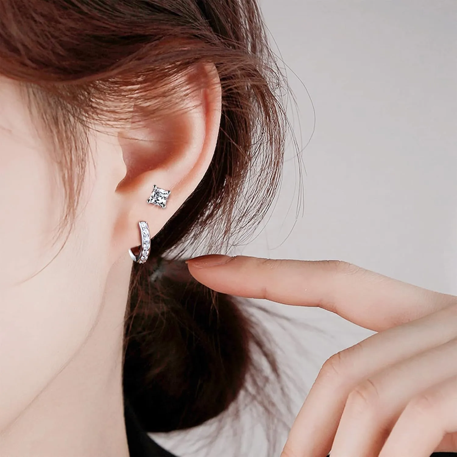 925 Sterling Silver Stud Earrings for Women & Men - 3 Pairs Cubic Zirconia Stud Earrings Cartilage Fashion Surgical Helix Earrings Hypoallergenic Stud Earrings Set Gifts- Hypoallergenic Earrings for Women Men (6mm/7mm/8mm)