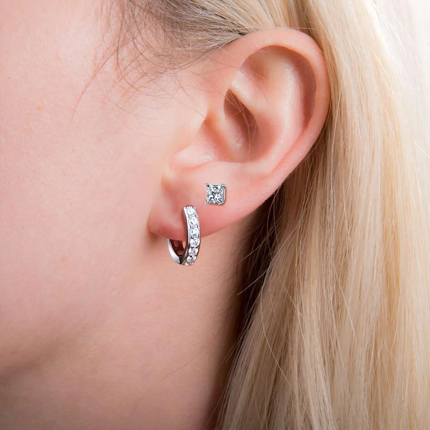 925 Sterling Silver Stud Earrings for Women & Men - 3 Pairs Cubic Zirconia Stud Earrings Cartilage Fashion Surgical Helix Earrings Hypoallergenic Stud Earrings Set Gifts- Hypoallergenic Earrings for Women Men (6mm/7mm/8mm)