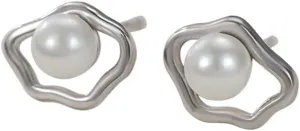 999 Sterling Silver Cloud Stud Earrings for Women Hollow Little Clouds Pearl Geometry Vintage Studs Earrings Hypoallergenic Ear Jewelry