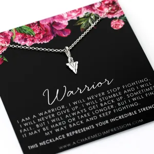 A Charmed Impression  Warrior Jewelry  Encouragement Gifts for Women  Arrowhead Necklace  Never Stop Fighting  Sobriety Infertility Cancer Semicolon  Strong Woman  Courageous  Survivor Gift