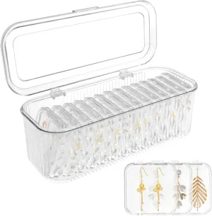 Acrylic Jewelry Box Organizer,Clear Travel Jewelry Organizer Holder with 14 Portable Anti Tarnish Jewelry Bags,Jewelry Storage Organizer,Travel Jewelry Case for Earrings/Rings/Necklaces for Women Girl