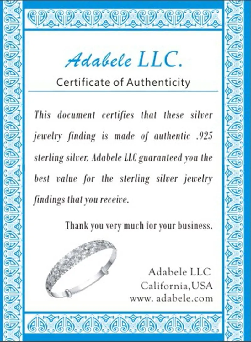 Adabele Solid Sterling Silver 18K White Gold Adjustable Anklet 6mm Coin Disk Pendant 9 10 11 Inch with 1 Inch Extender Hypoallergenic Nickel Free Tarnish Resistant Women Jewelry
