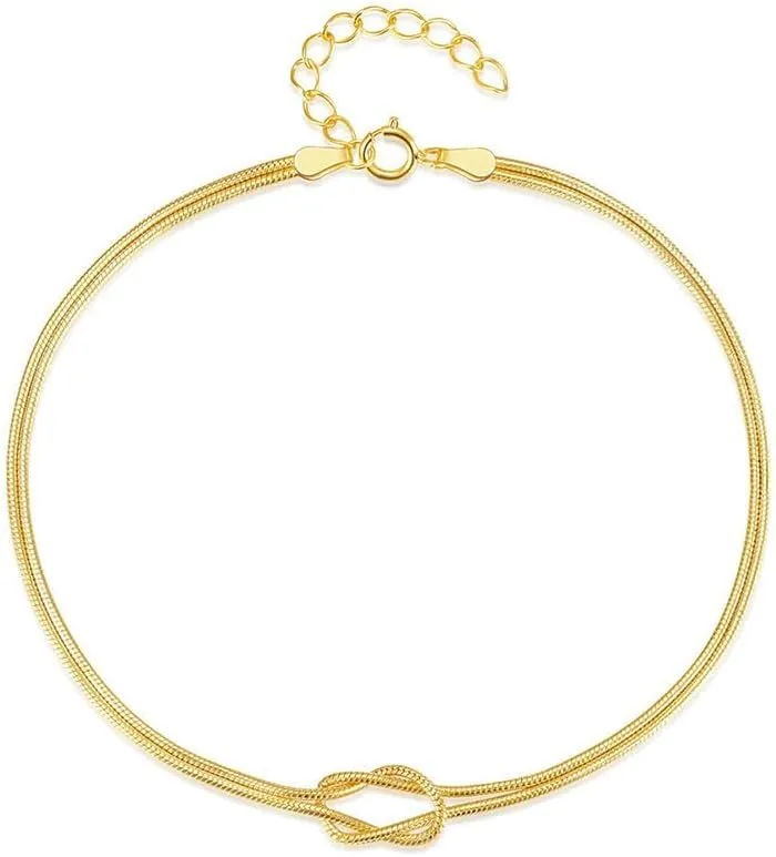 ADAJURI Minimalist Forever Love Knot Infinity Bracelet For Women | Non Tarnish Dainty 18K Gold Plated Sterling Silver Rope Chain Bracelets | Creative Birthday Gifts Relationship Jewelry Love And Friendship Jewelry