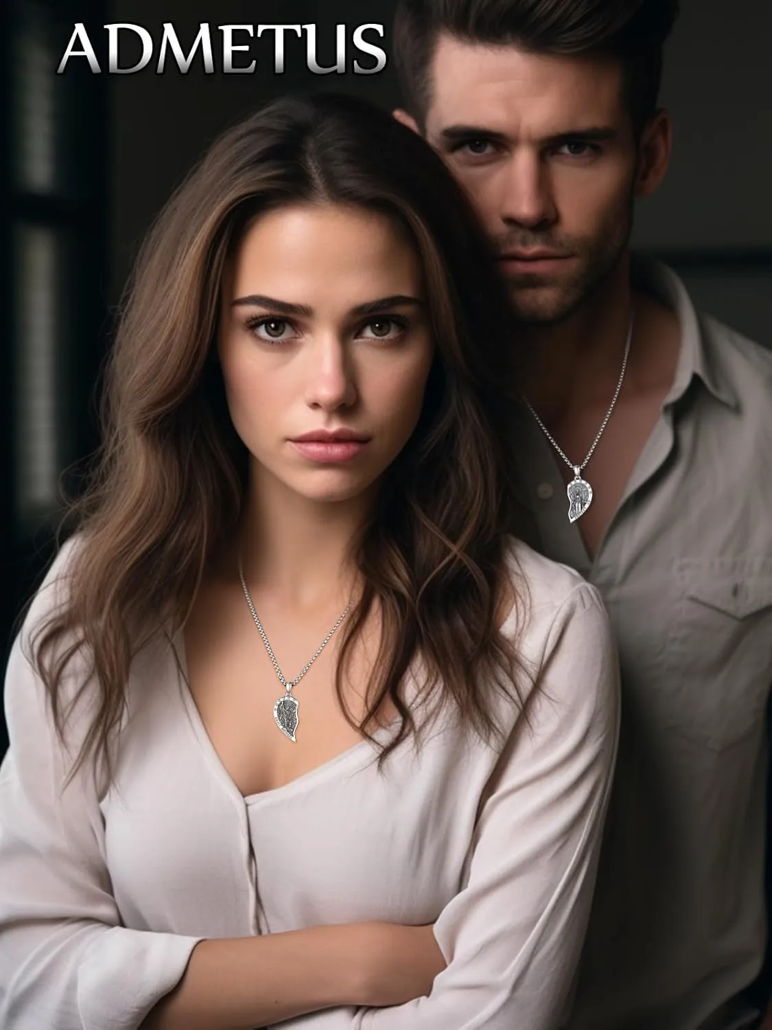 ADMETUS Heart Couple Necklaces Matching 925 Sterling Silver Patron Saint Medal and Miraculous Medal Protection Jewelry Religious Gifts for Him and Her