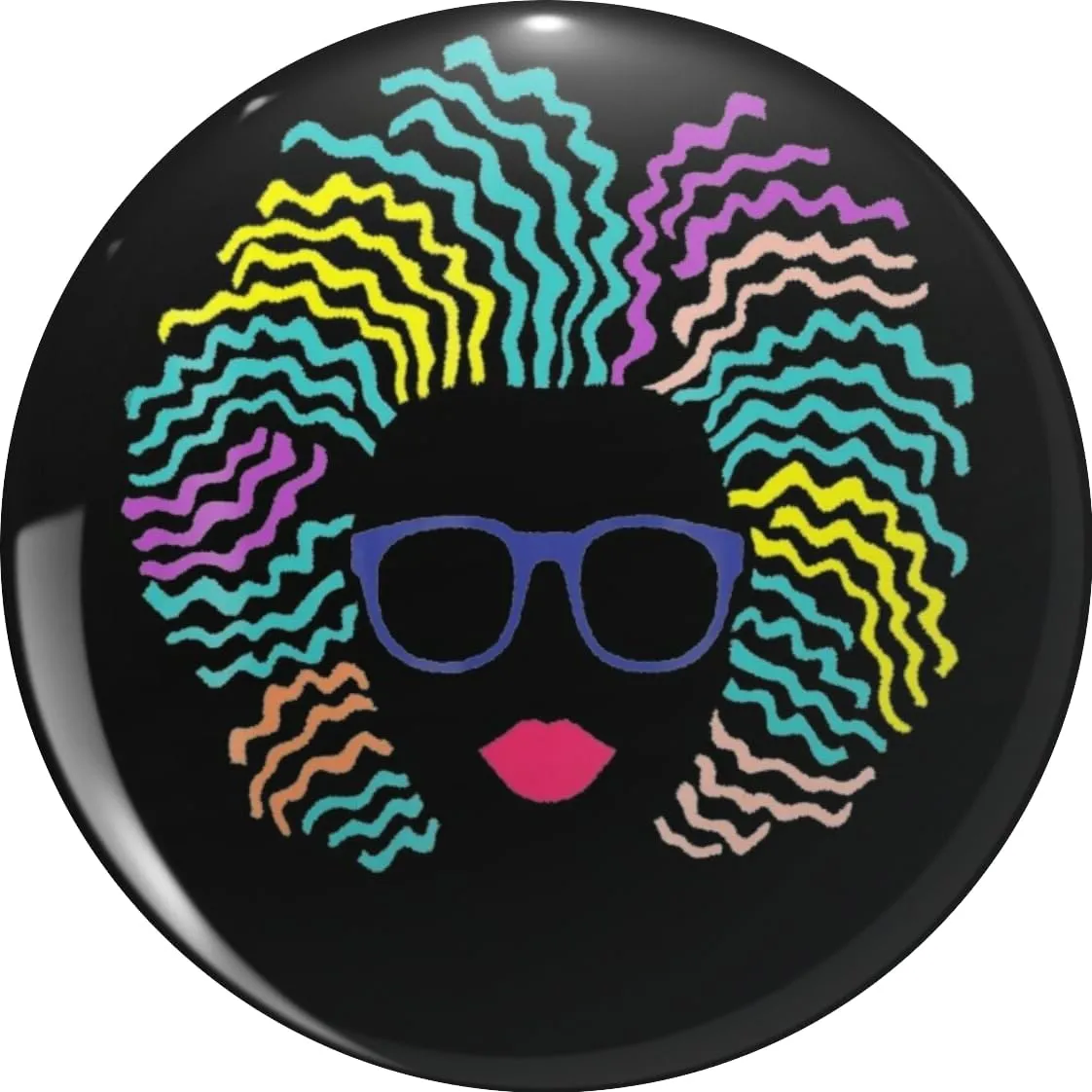 Afro Girl Natural Hair Glasses Black Women Pin Lapel Pin Cute Brooch Pins Badges 0.75"