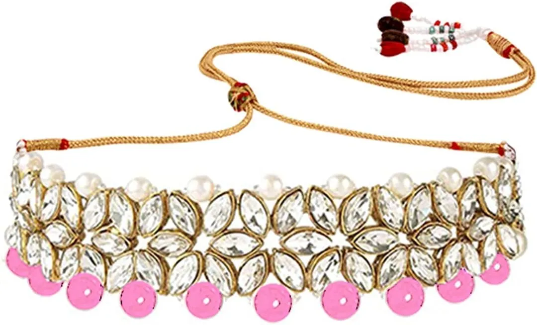 Aheli Gold Plated Kundan Jewelry Necklace with Earring Set Gift for Women