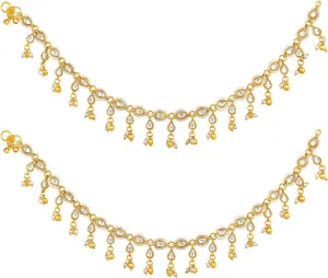 Aheli Synthetic Stone & Beads Studded Anklet Traditional Payal Jewellery Gift for Women