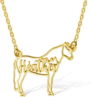 Ailin Personalized Sterling Silver 925/Brass Custom Horse Name Necklace - Horse Pendant For Her