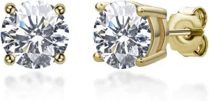 AINUOSHI Cubic Zirconia Stud Earrings for Women and Men, Emerald/Princess/Round Cut, Platinum or Gold-Plated Sterling Silver, Hypoallergenic, Jewelry Box Packed