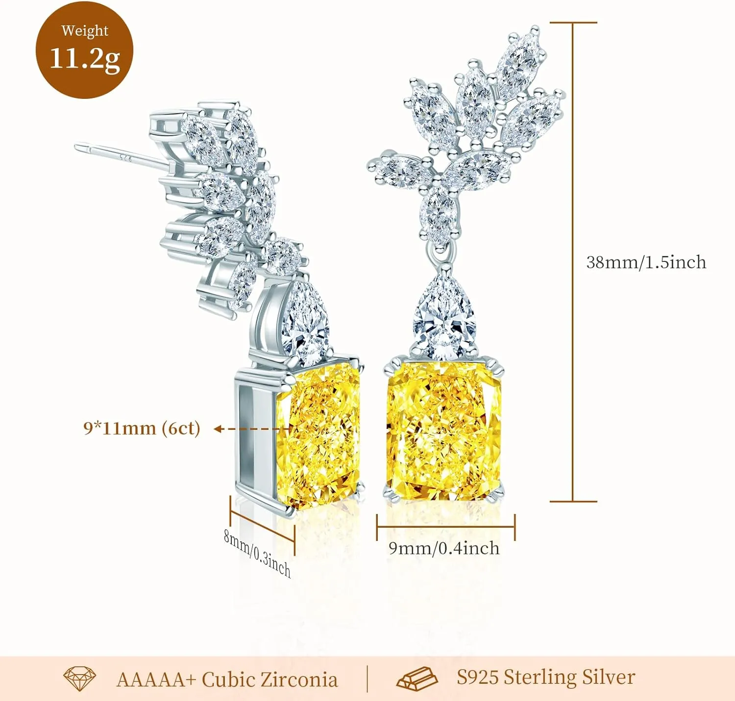 AINUOSHI Large Dangle Earrings for Women, Lab Simulated Diamond, Cushion/Oval/Heart/Cut Drop Dangle, 925 Sterling Silver, Hypoallergenic, Birthday Christmas Gift for her, Jewelry Box Packed