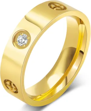 AmorArtSky Love Ring 18k Gold Silver Rings Friendship Ring With Screw Design Inlay Cubic Zirconia Stainless Steel Wedding Promise Bands Jewelry Mother's Day Birthday Gifts for Women, Size 6-10