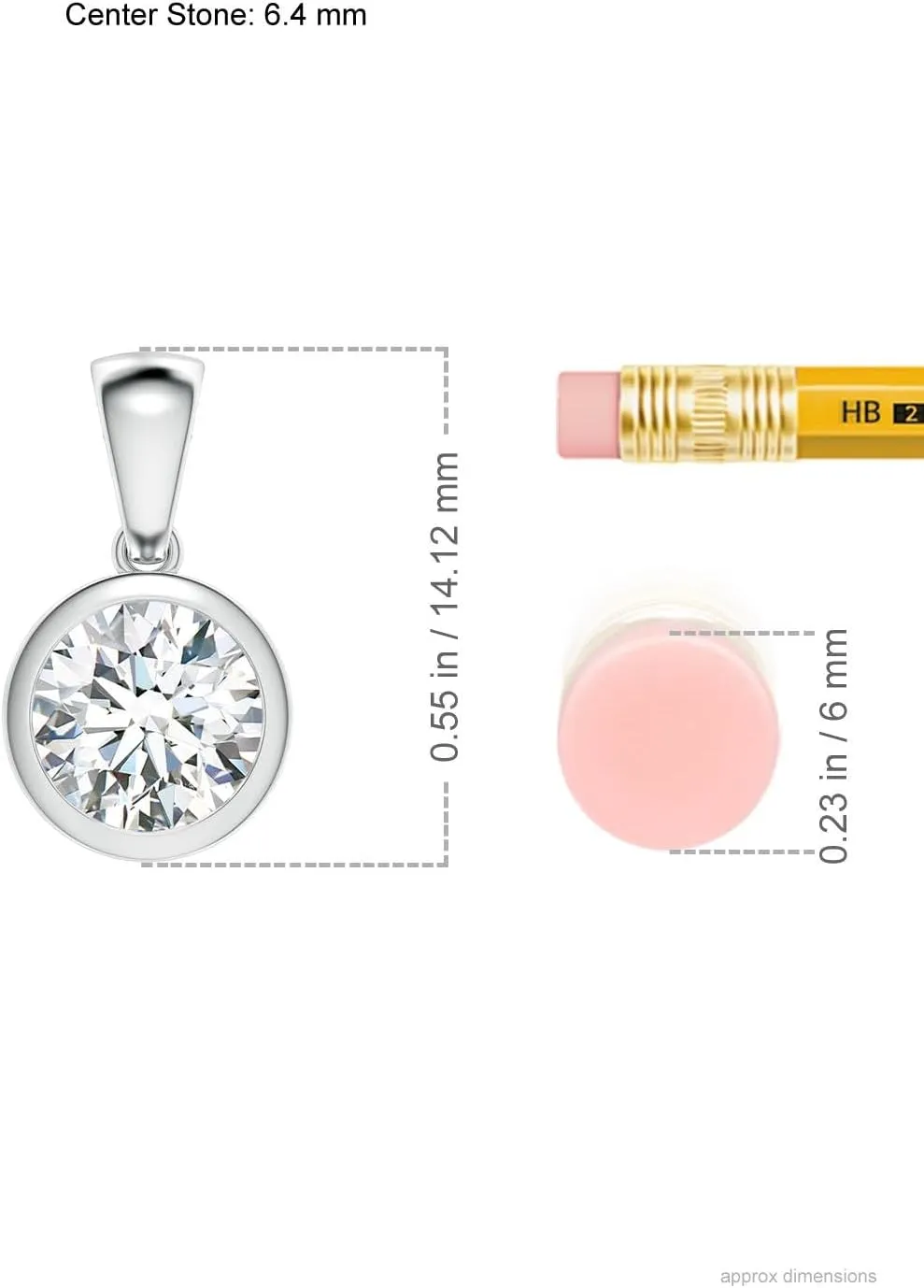 Angara Bezel-Set Round Lab Grown Diamond Solitaire Pendant in 14K Solid Gold/Platinum | April Birthstone, Birthday, Engagement, Anniversary, Wedding Jewelry Gift for Women
