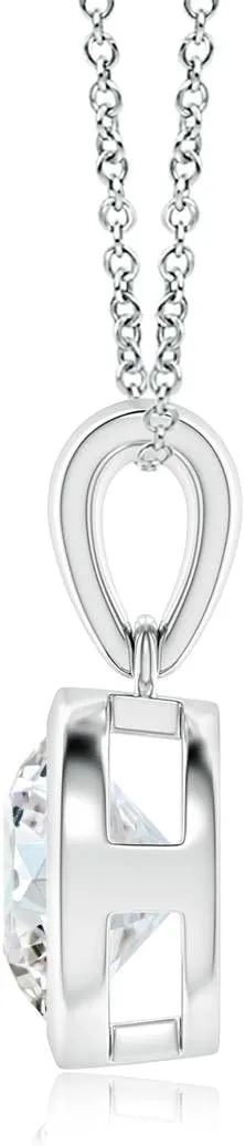 Angara Bezel-Set Round Lab Grown Diamond Solitaire Pendant in 14K Solid Gold/Platinum | April Birthstone, Birthday, Engagement, Anniversary, Wedding Jewelry Gift for Women
