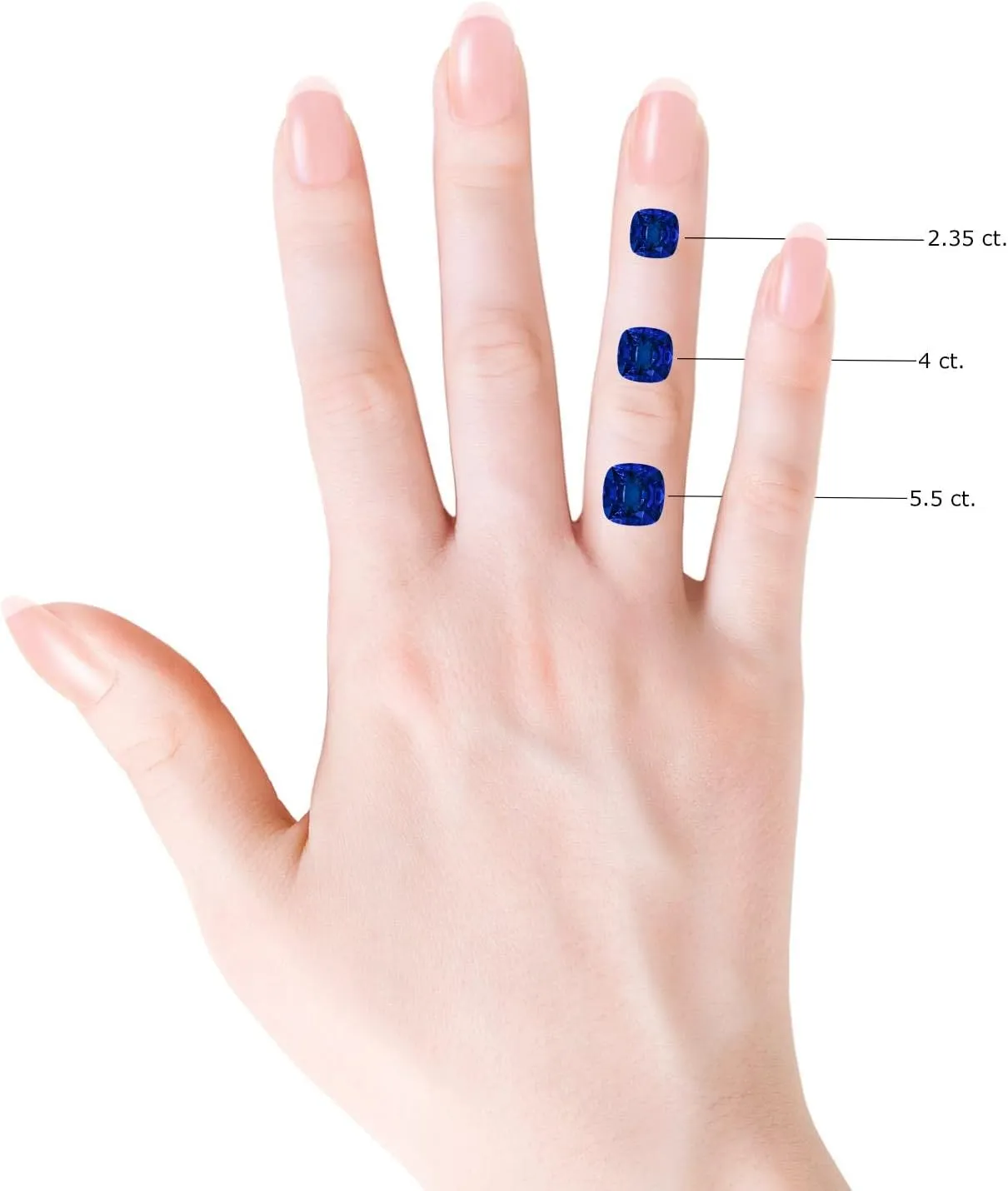 Angara Classic Cushion Lab Grown Blue Sapphire and Trapezoid Diamond Three Stone Engagement Ring in 14K Solid Gold/Platinum | September Birthstone, Birthday, Anniversary Jewelry Gift for Women