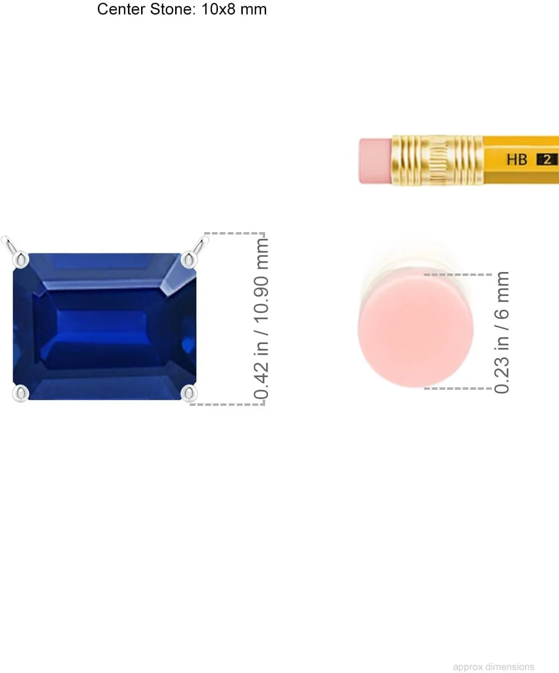 Angara East-West Emerald-Cut Lab Grown Blue Sapphire Solitaire Pendant in 14K Solid Gold/Platinum | September Birthstone, Birthday, Engagement, Anniversary, Wedding Jewelry Gift for Women