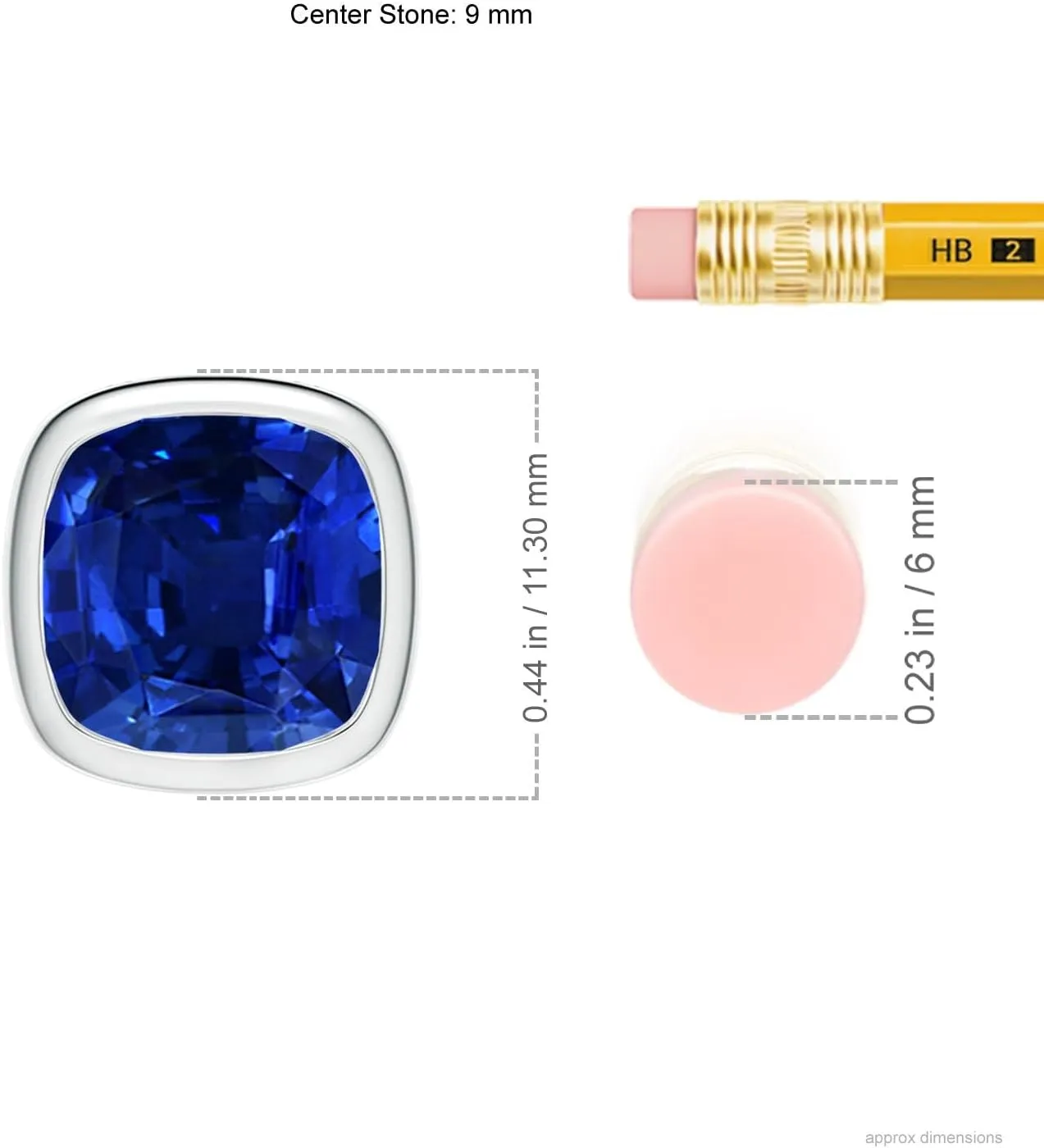 Angara Lab Grown Bezel-Set Cushion Blue Sapphire Solitaire Pendant in 14K Solid Gold/Platinum | September Birthstone, Birthday, Engagement, Anniversary, Wedding Jewelry Gift for Women