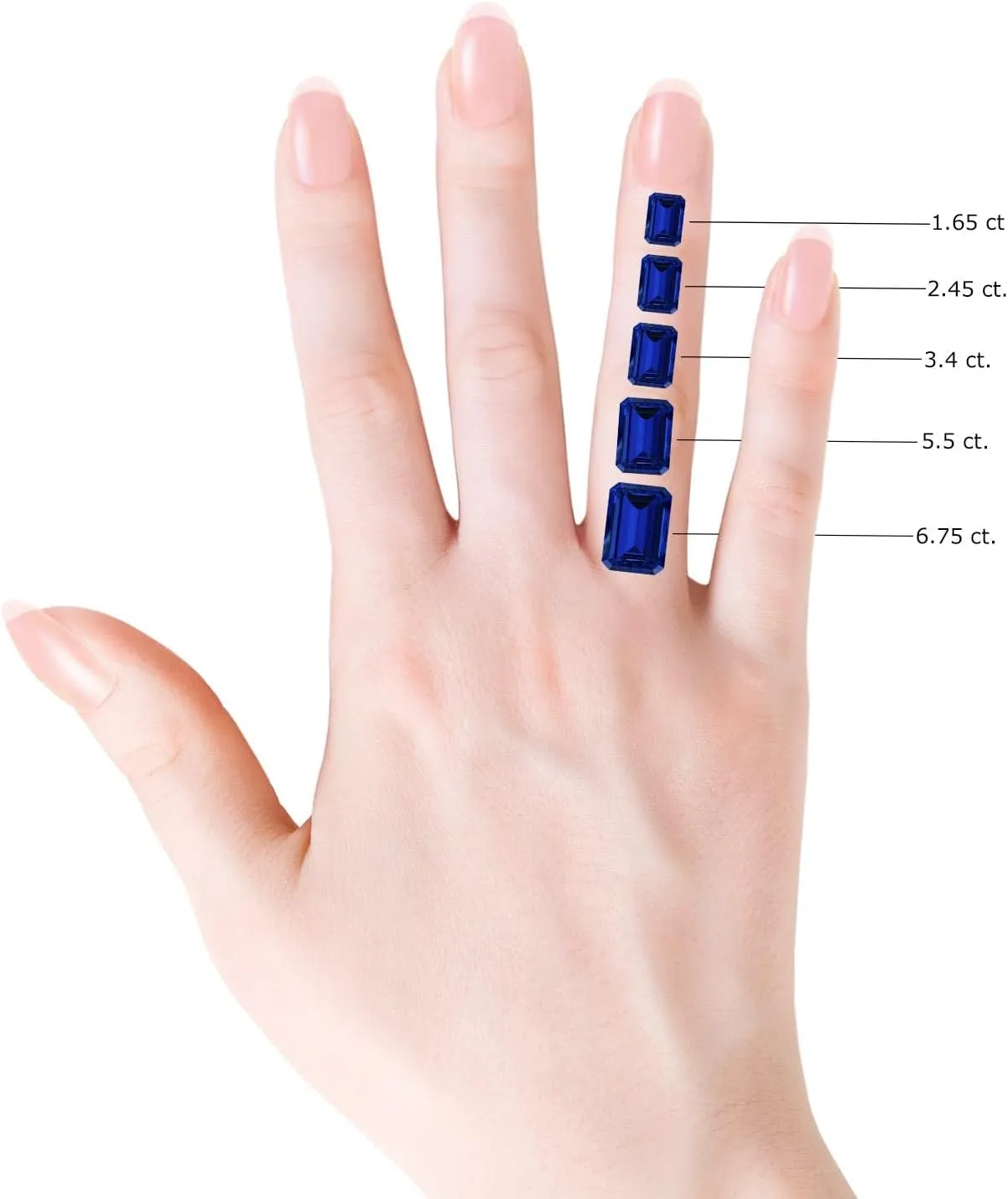 Angara Lab Grown Classic East-West Emerald-Cut Blue Sapphire Side Stone Engagement Ring in 14K Solid Gold/Platinum | September Birthstone, Birthday, Anniversary, Wedding Jewelry Gift for Women