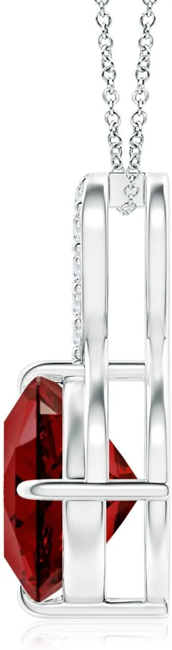 Angara Lab Grown Claw-Set Ruby Infinity Pendant with Lab Diamonds in Silver / 14K Solid Gold/Platinum | July Birthstone, Birthday, Engagement, Anniversary, Wedding Jewelry Gift for Women