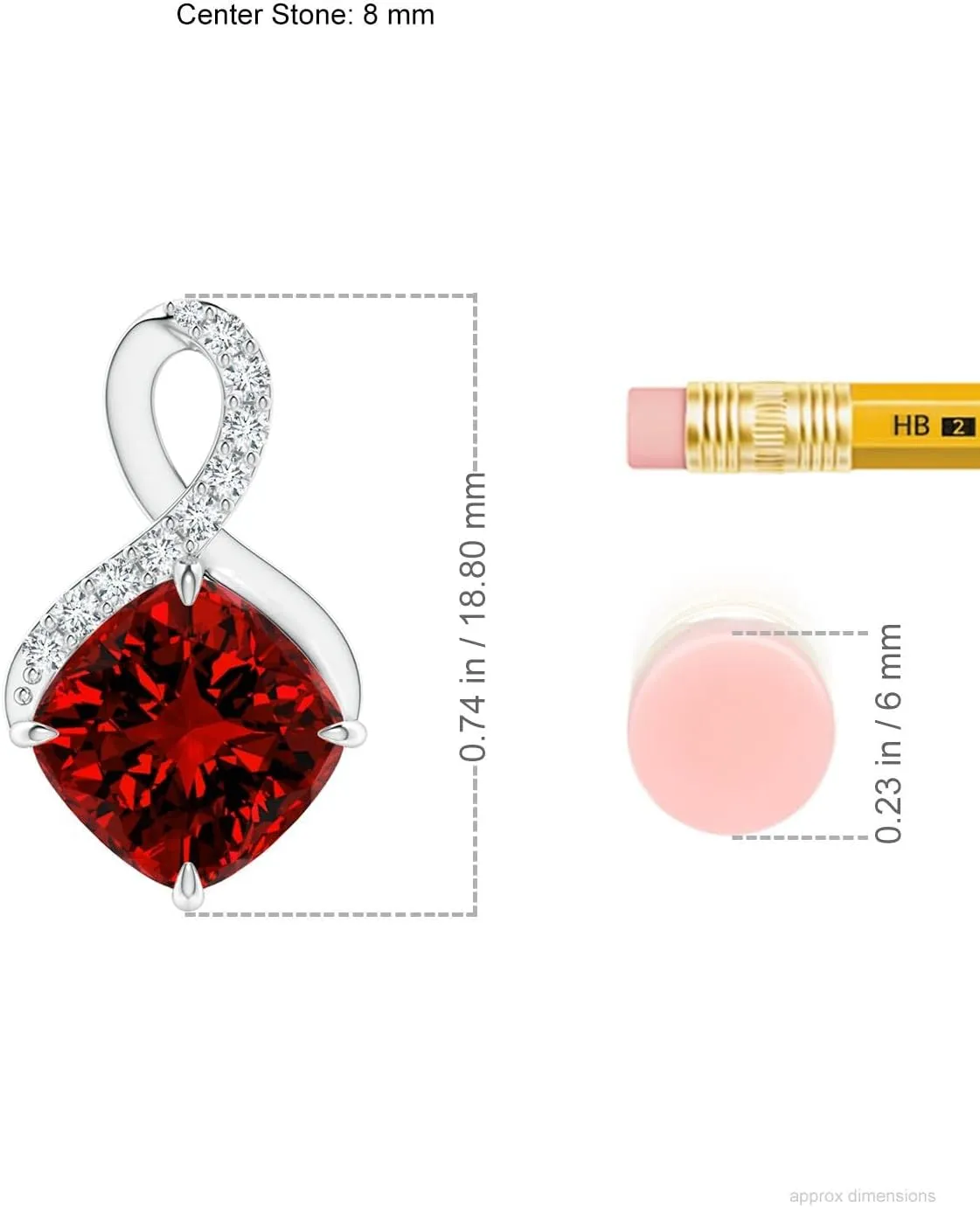 Angara Lab Grown Claw-Set Ruby Infinity Pendant with Lab Diamonds in Silver / 14K Solid Gold/Platinum | July Birthstone, Birthday, Engagement, Anniversary, Wedding Jewelry Gift for Women